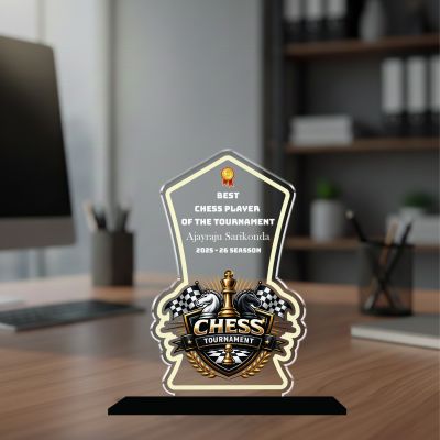 Personalized Chess Tournament Award Trophy Customized Best Chess Player Award for Schools, Clubs, and Corporate Events UV Printed Acrylic Trophy